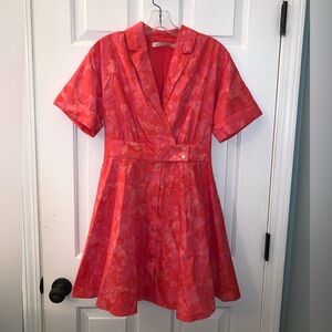 Hutch Anthropologie Pink Print Mini Fit N Flare Shirt Dress
